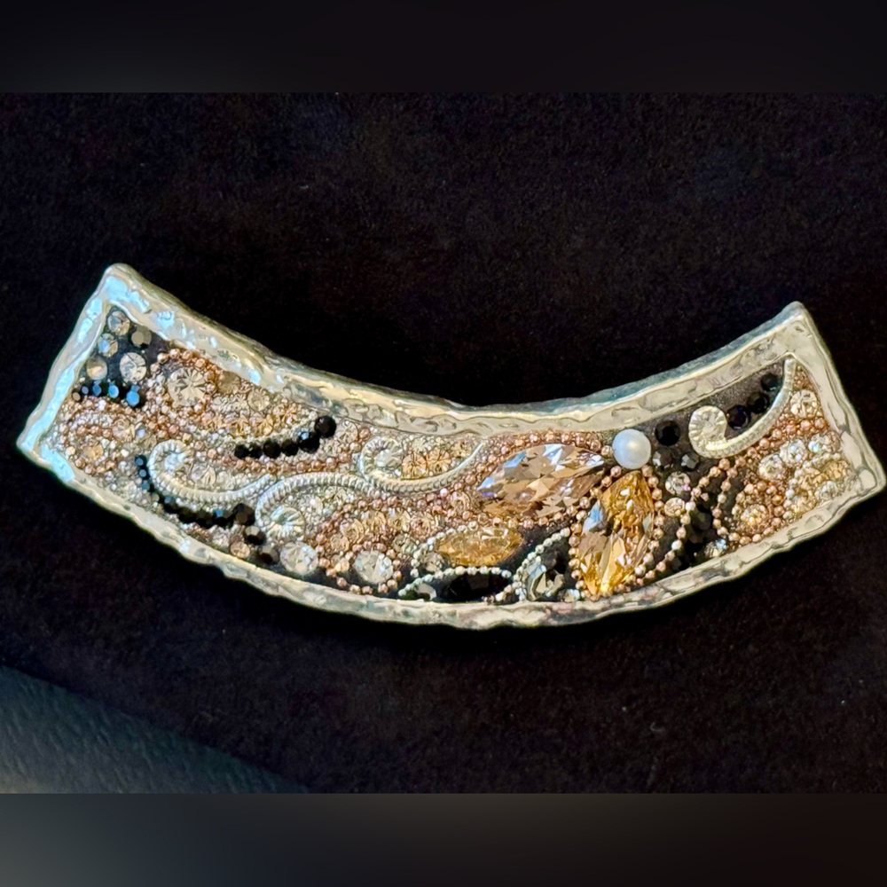 Orit Schatzman Israel Designer Gold, Silver, Variety of Gems Pendant 3 1/2”